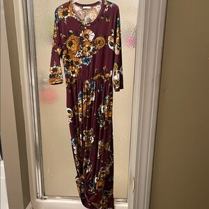 Reborn J Burgundy Floral Maxi Dress